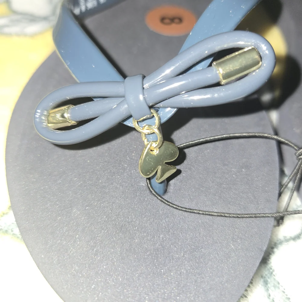 Kate Spade Black Flip Flops with Bow - Picture 4 of 5